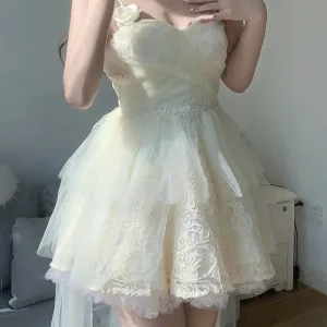 Aiertu - Talia Rose  Dress Kawaii Academia Y2K Cottagecore Coquette Fairycore Dollette Princesscore