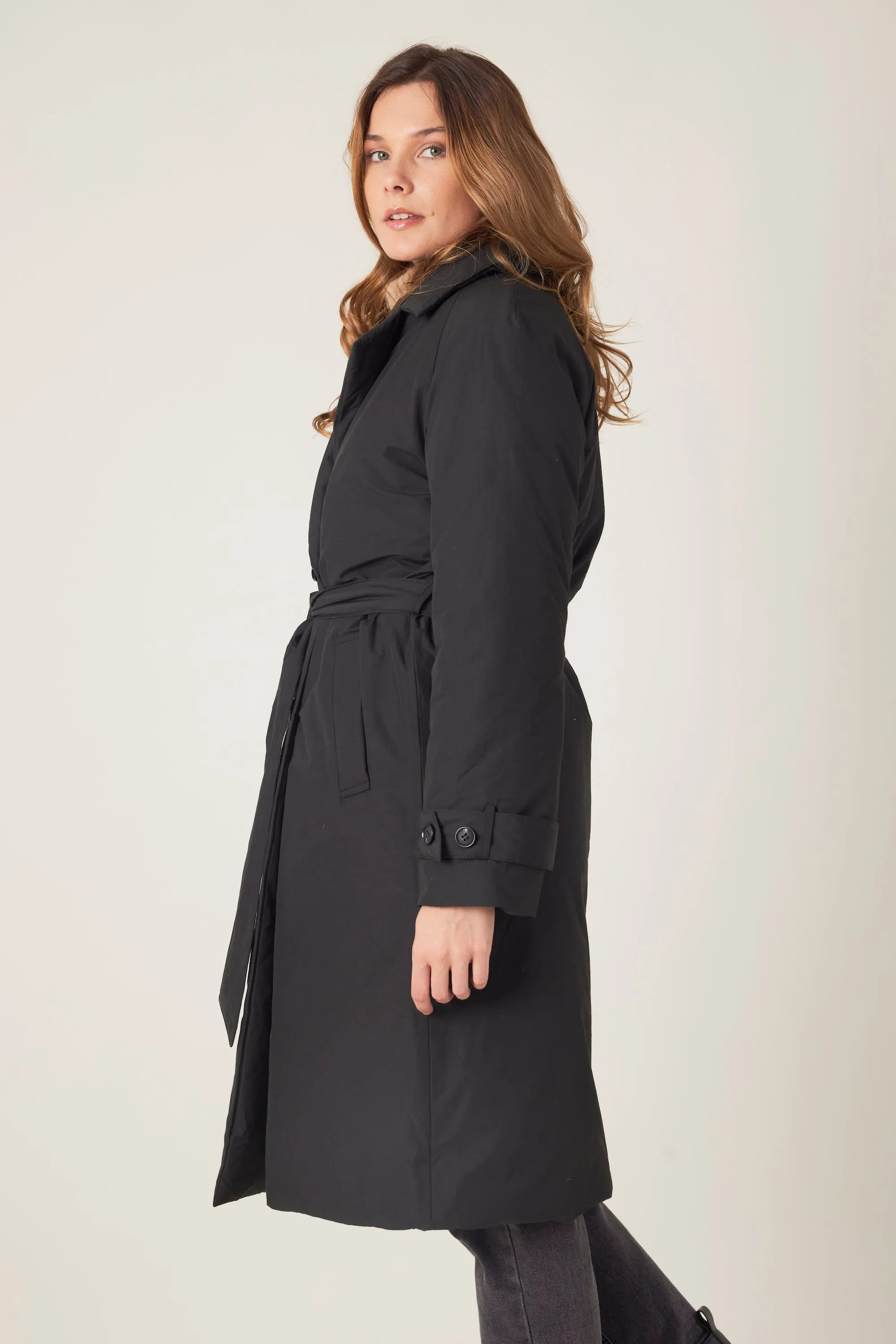 Doudoune longue style trench