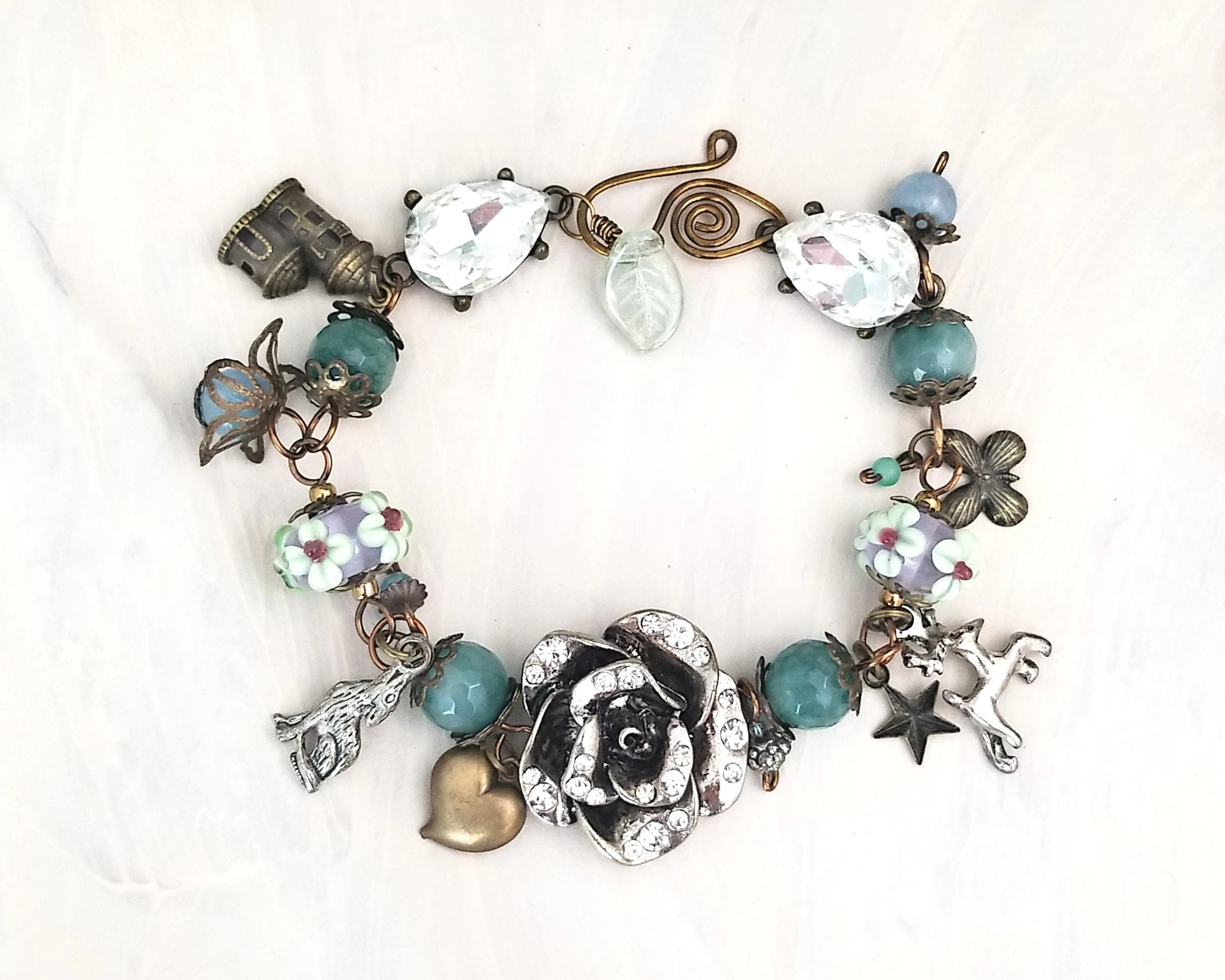 Fairytale Forest Bracelet in Teal Renaissance Adjustable Length Fantasy Woodland