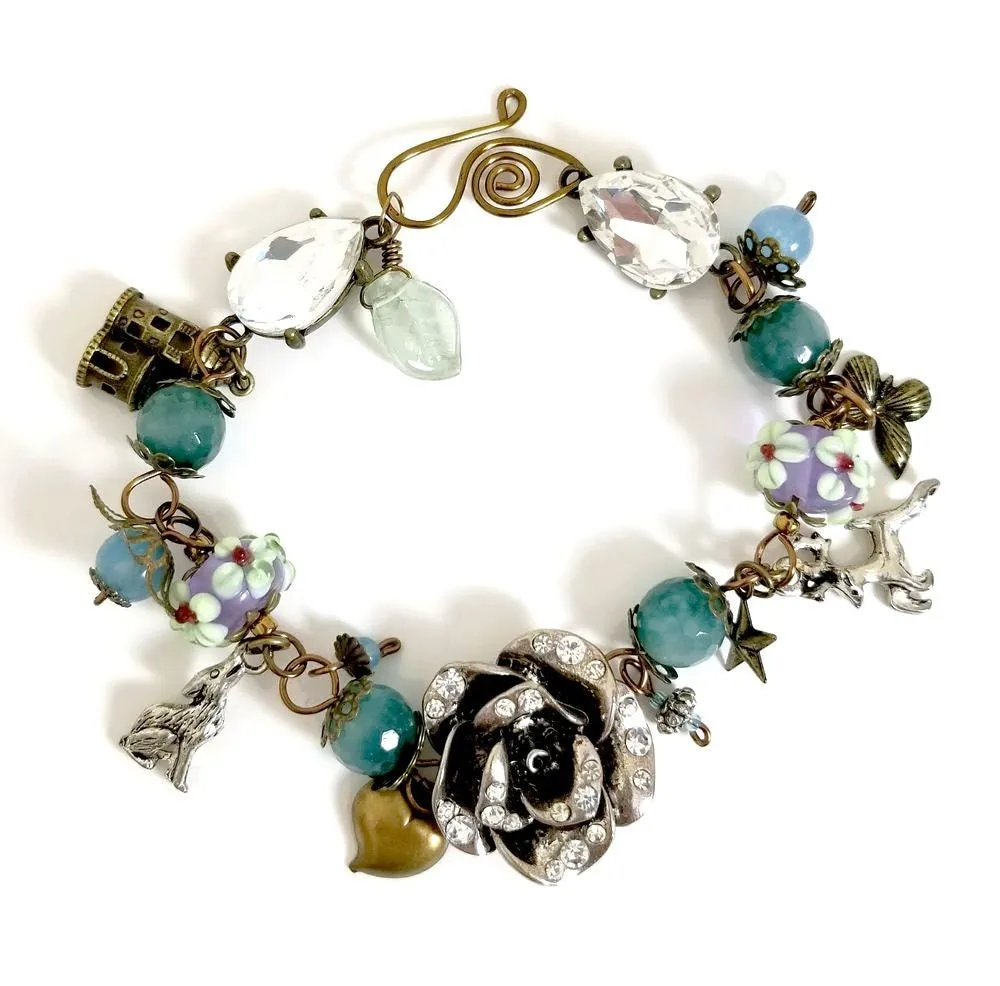 Fairytale Forest Bracelet in Teal Renaissance Adjustable Length Fantasy Woodland