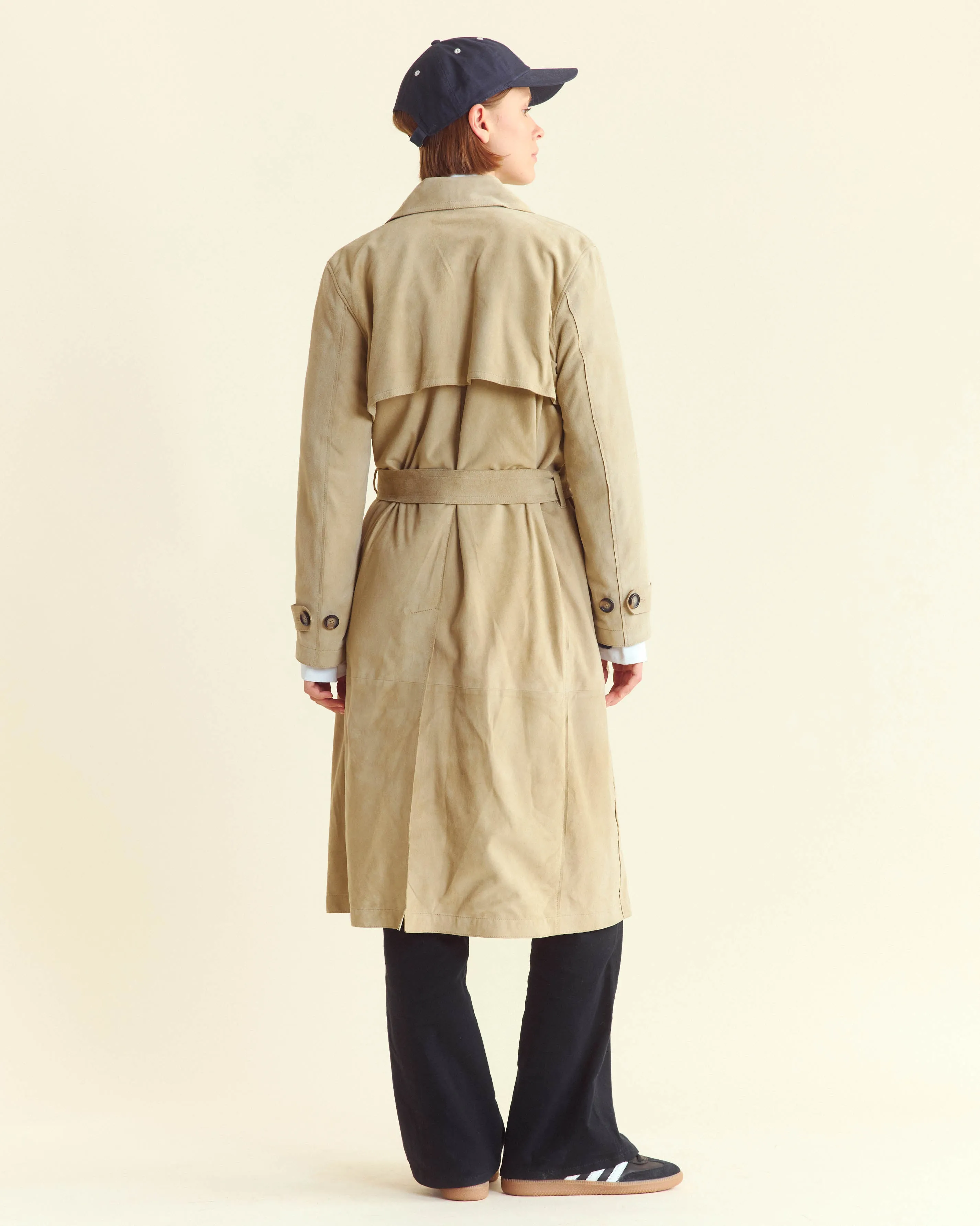 Long Suede Trench Coat