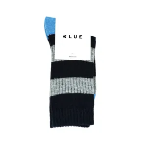 Merino Wool Navy, Grey & Light Blue Stripe Socks