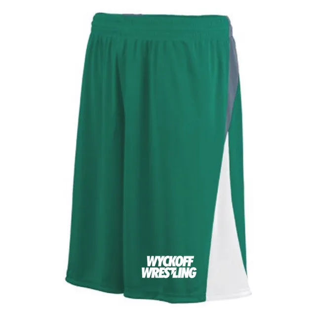 MOISTURE WICKING SHORTS w/ POCKETS / FOREST GREEN w/ GRAY & WHITE TRIM
