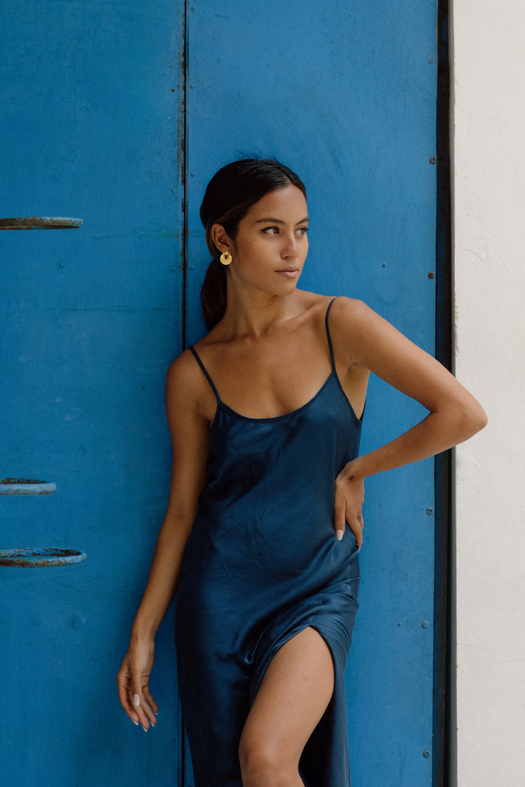 Scarlette Silk Dress - Indigo