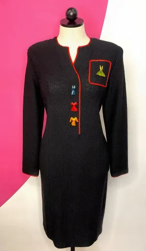 VINTAGE STEVE FABRIKANT WOOL KNIT DRESS - 10